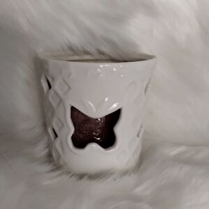 LENOX like Ceramic BUTTERFLY Candleholder & Yankee Cafe' auLait Candle